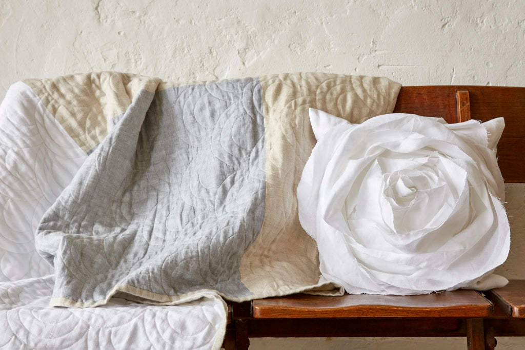 Sculpted Rose Cushion in Irish Linen