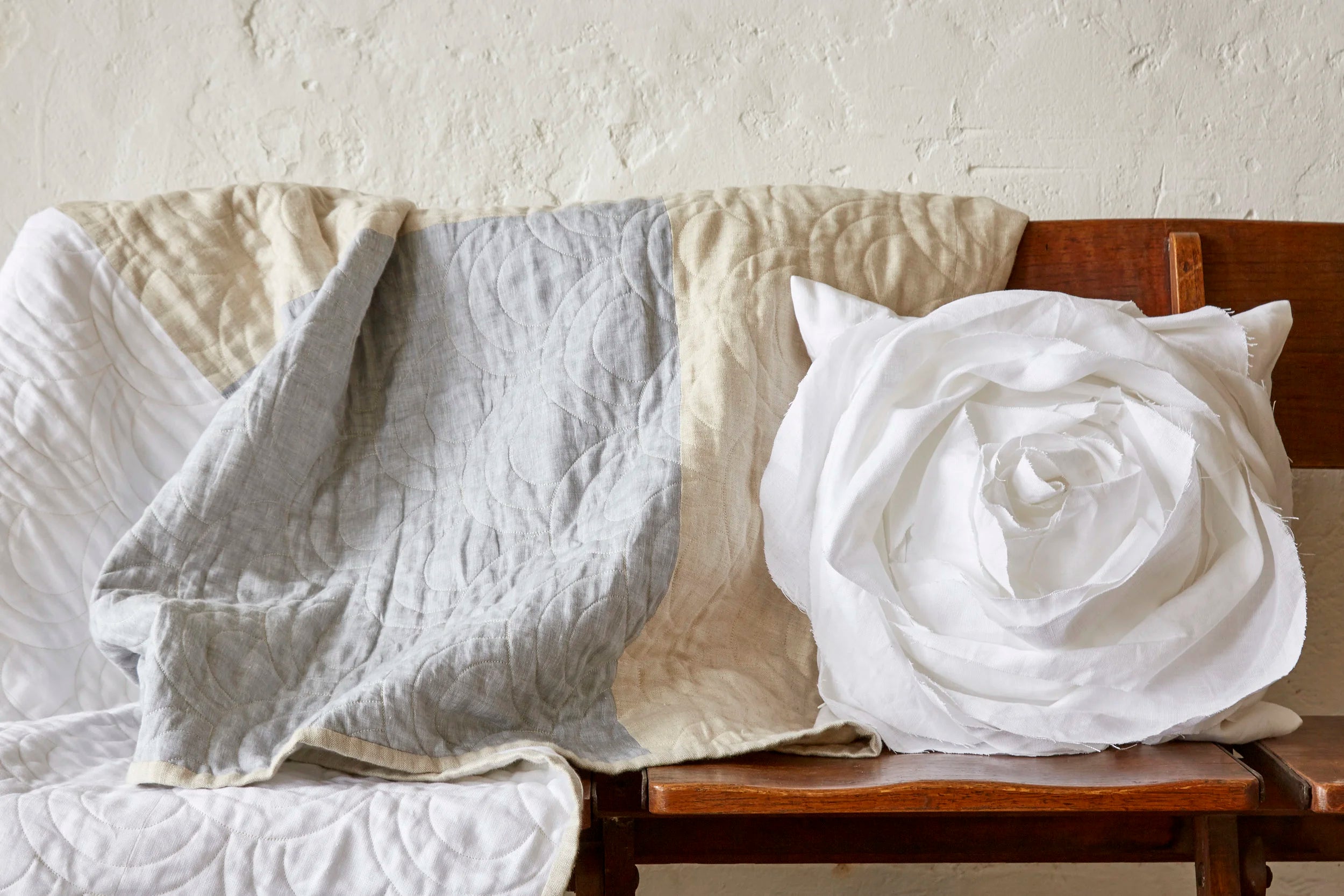 Sculpted Rose Cushion in Irish Linen