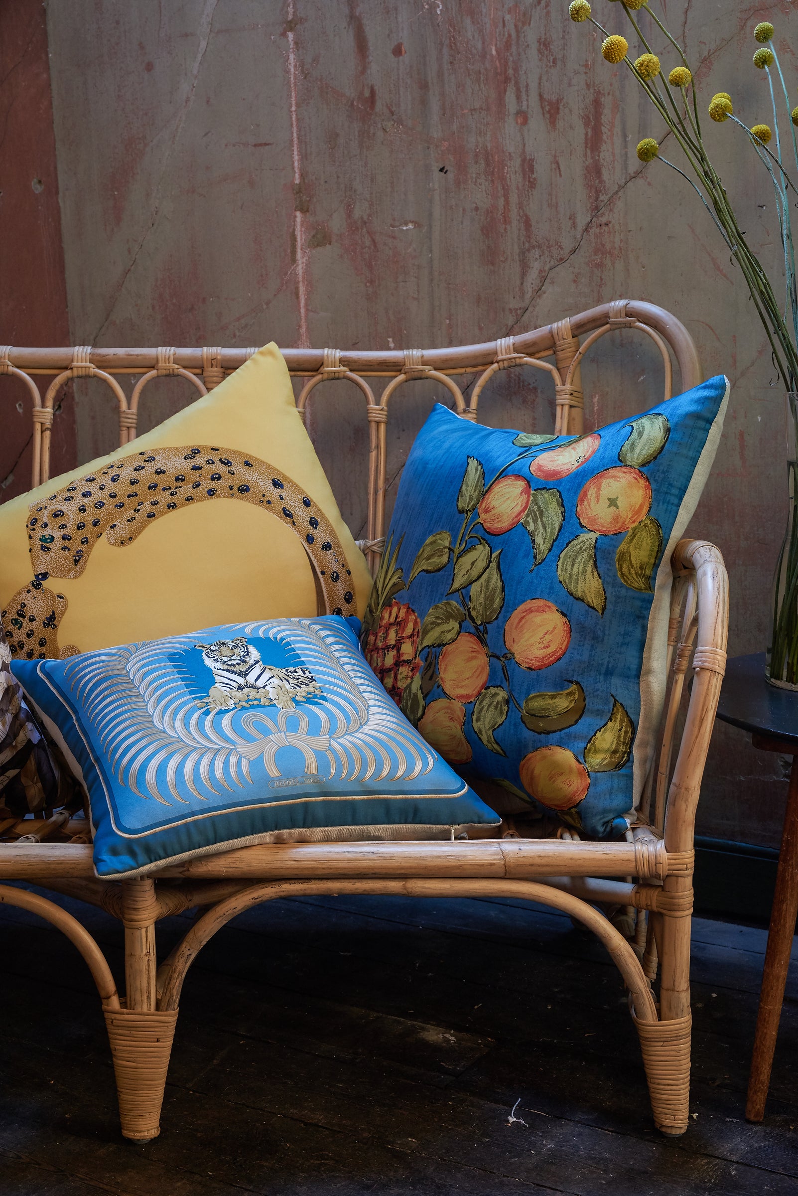 Vintage Cartier Silk Scarf & Irish Linen Cushion