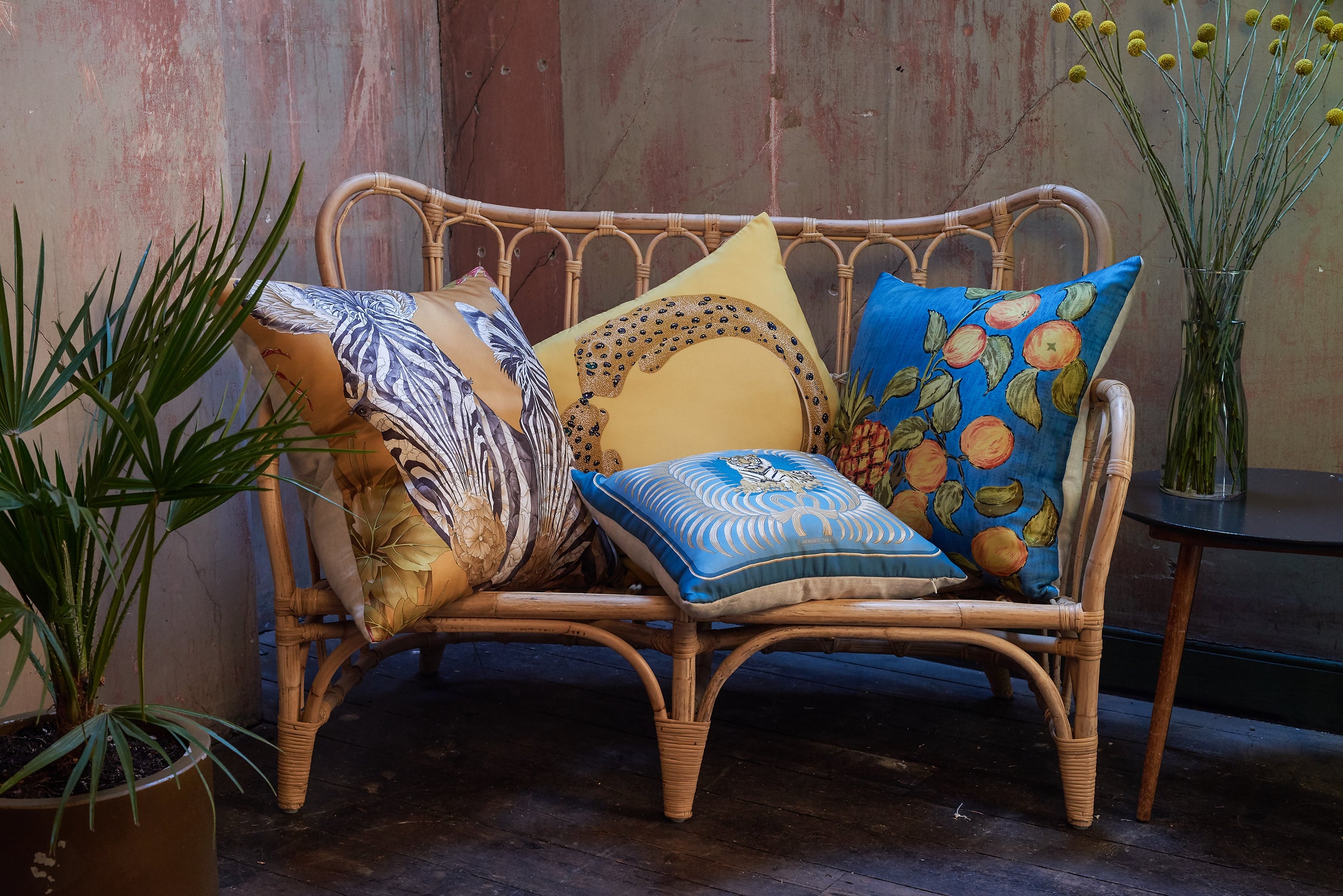 Vintage Cartier Silk Scarf & Irish Linen Cushion