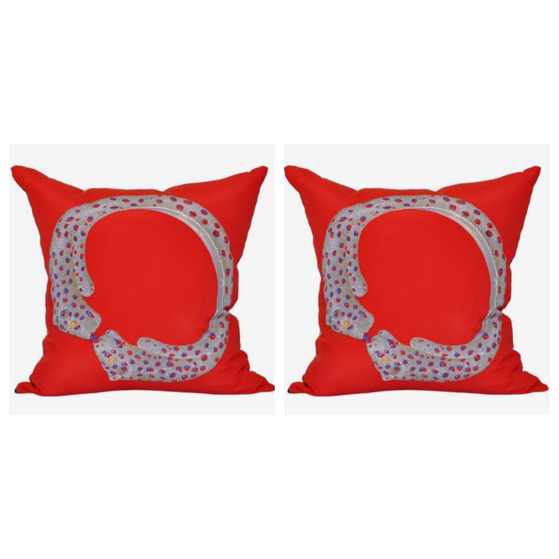 Pair of Vintage Cartier Silk Scarf & Irish Linen Cushions