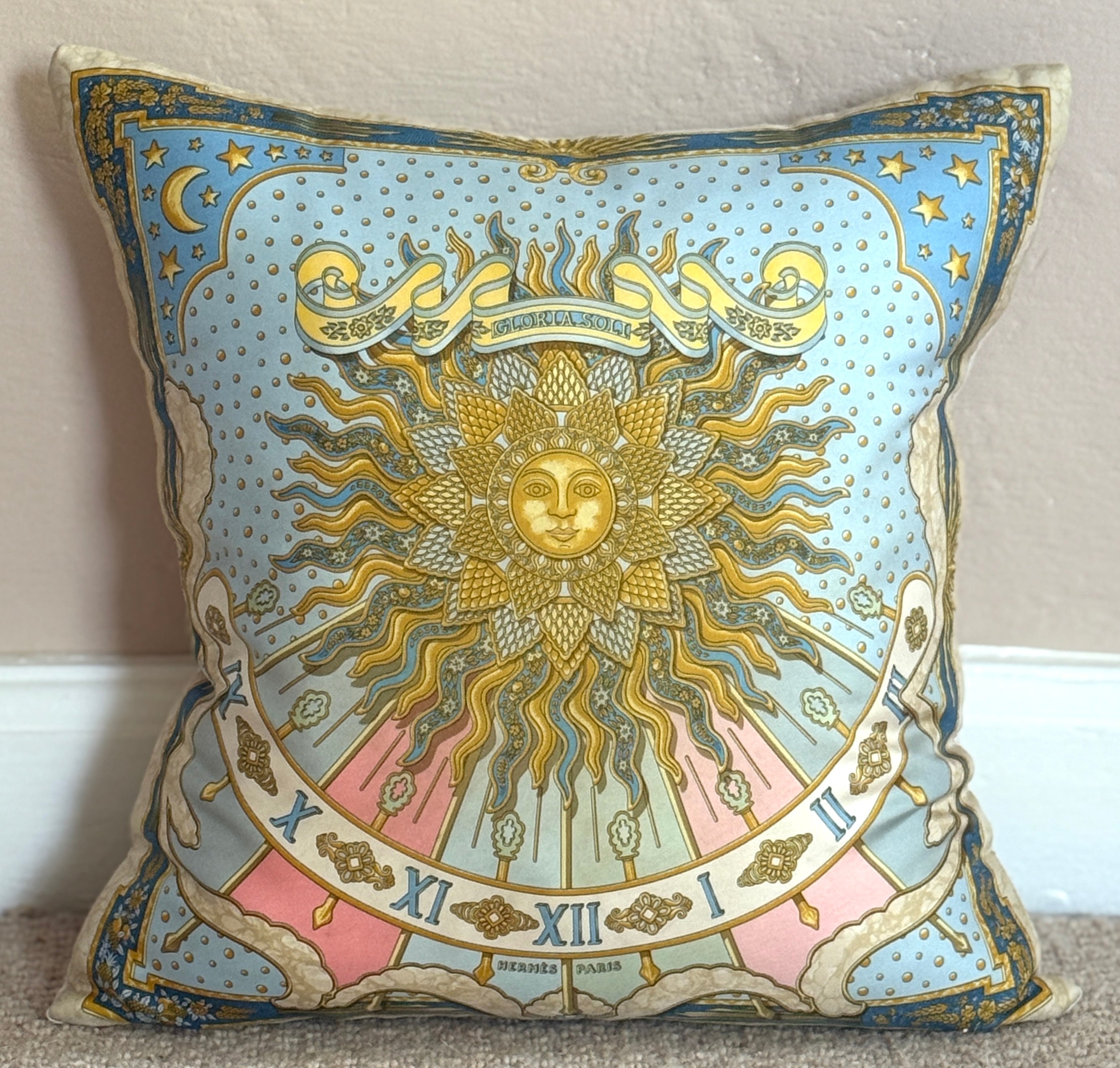 Vintage Hermes Silk Scarf & Irish Linen Cushion