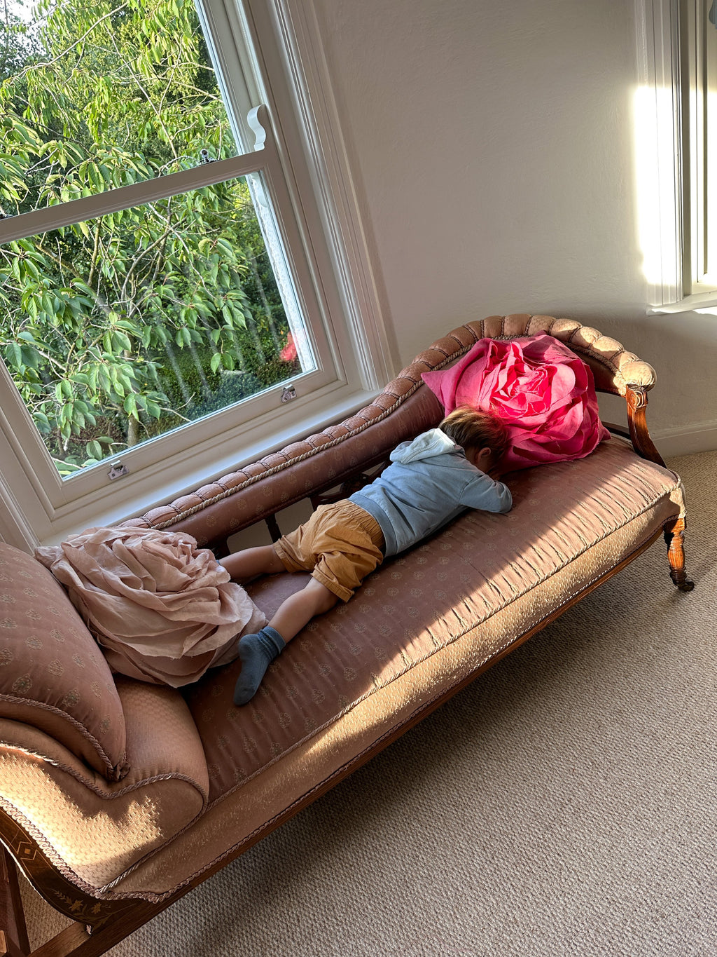 Sculpted Rose Cushion in Irish Linen