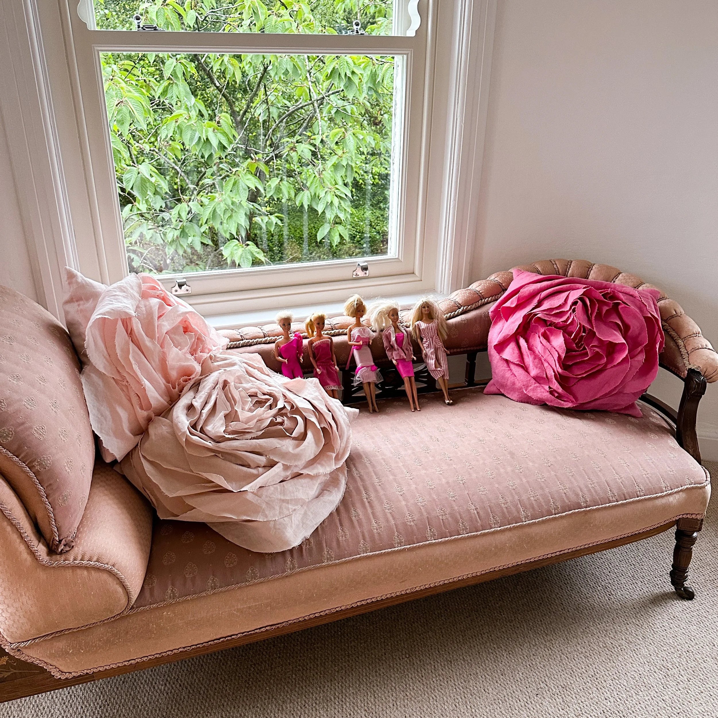 Sculpted Rose Cushion in Irish Linen