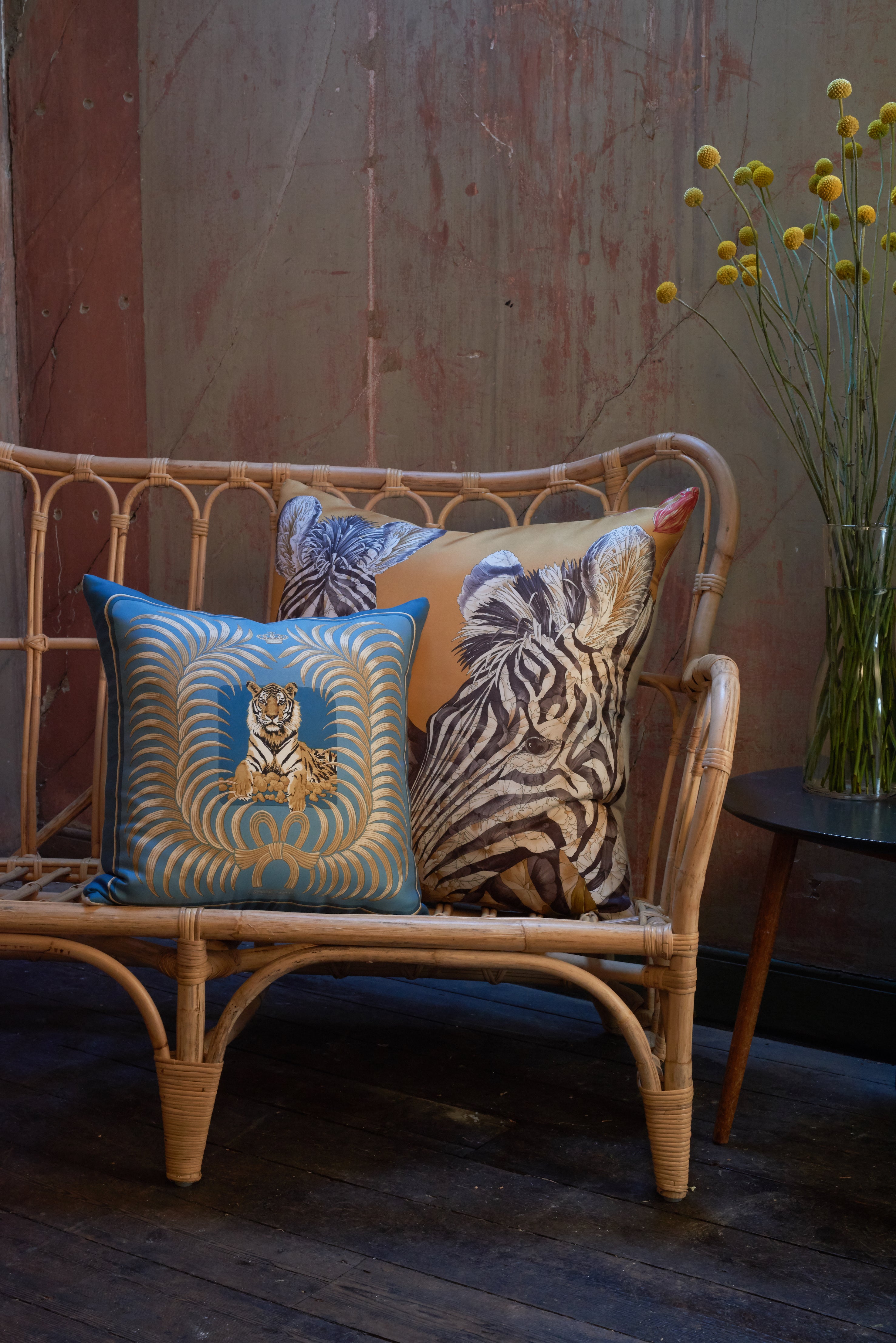 Vintage Silk Scarf & Irish Linen Cushions (2 available)