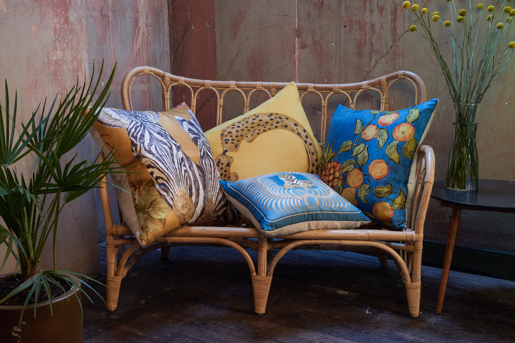 Vintage Silk Scarf & Irish Linen Cushions (2 available)