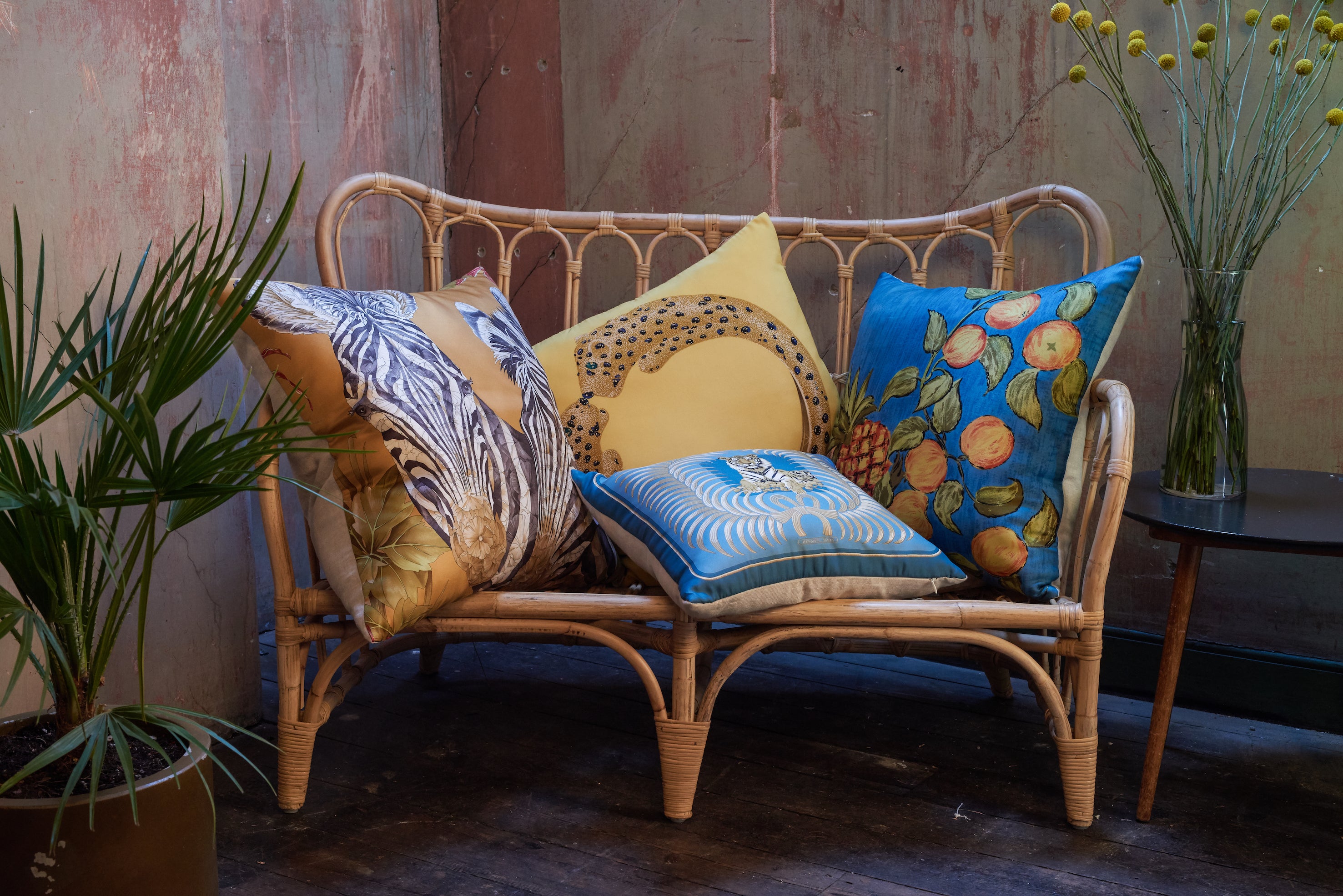 Vintage Salvatore Silk Scarf & Irish Linen Cushion