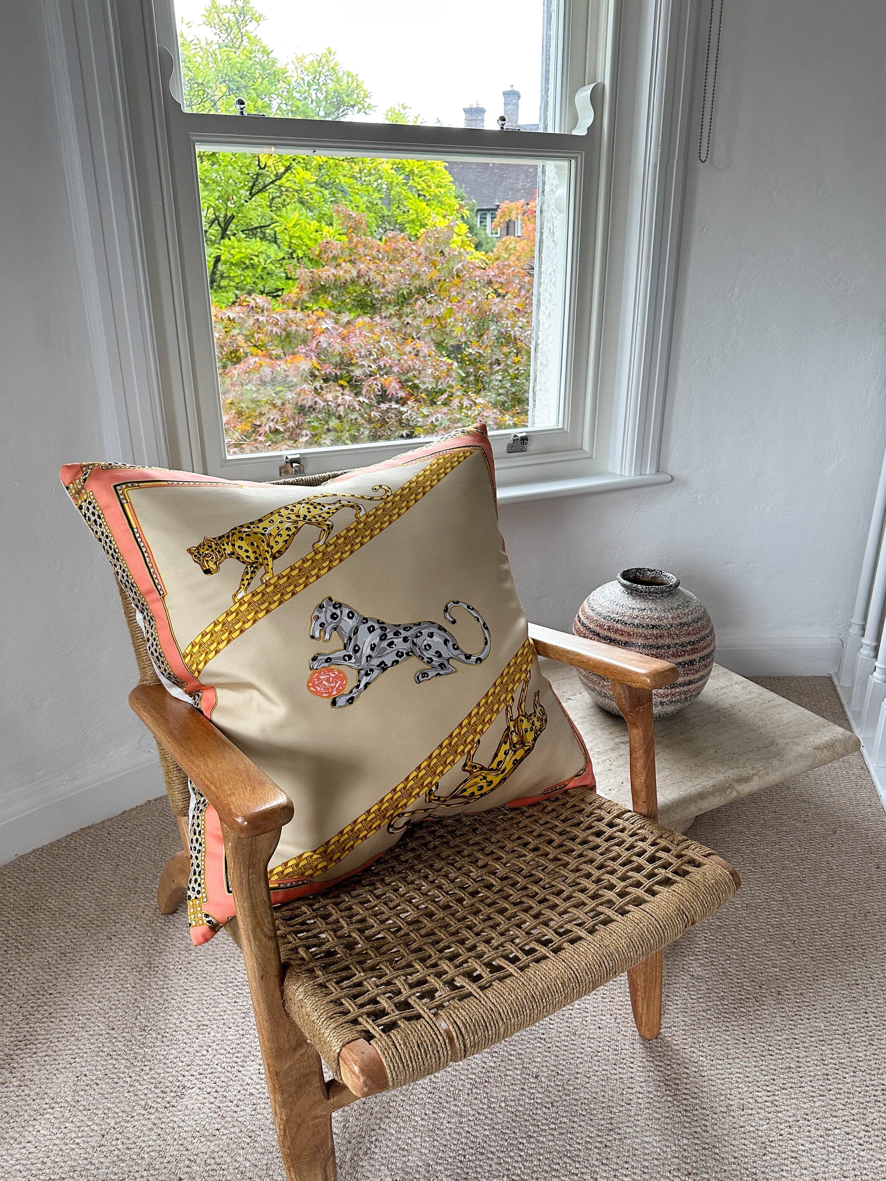 Vintage Cartier Silk Scarf & Irish Linen Cushion