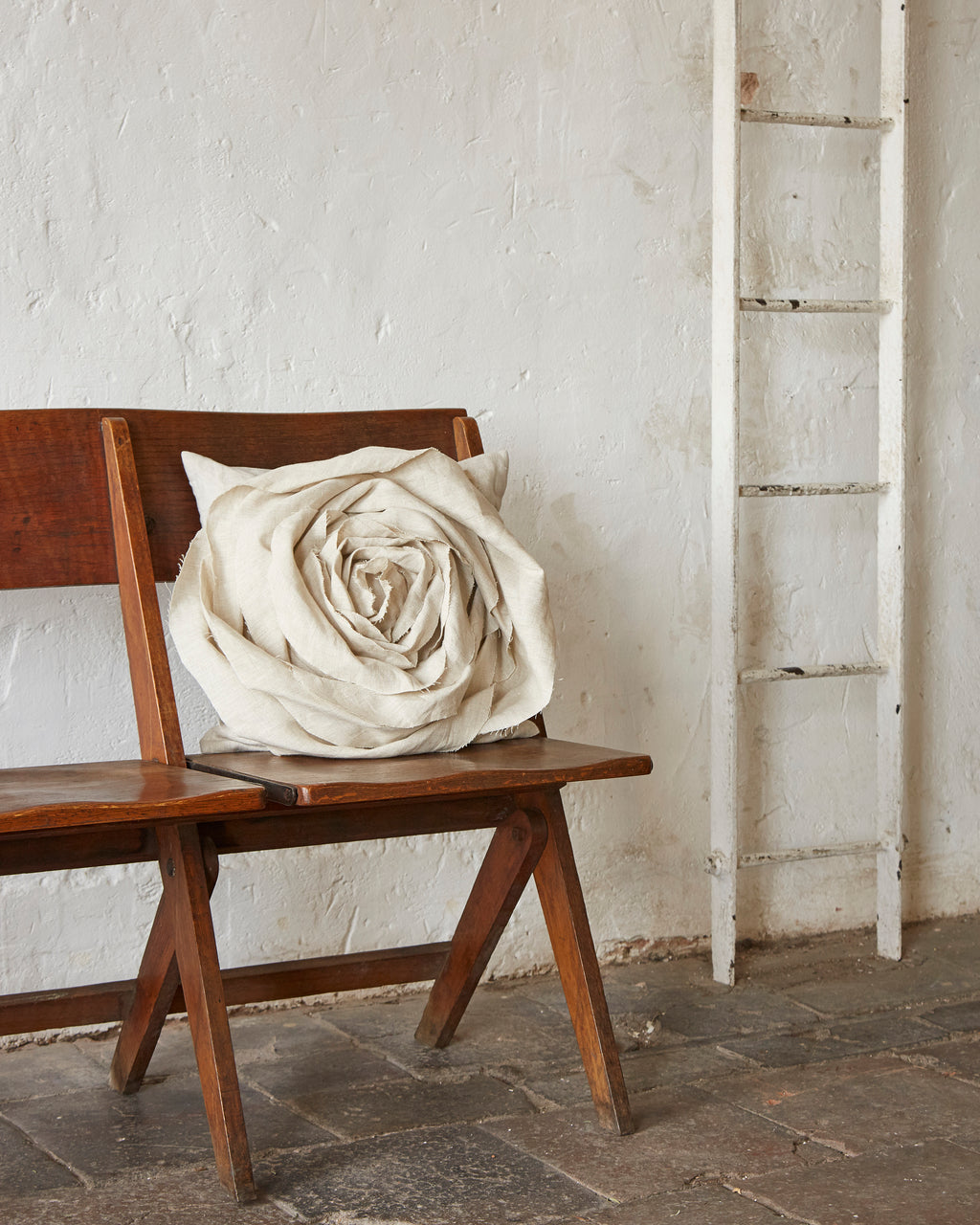 Sculpted Rose Cushion in Irish Linen