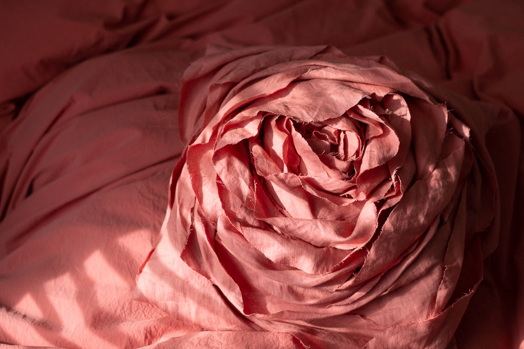 Sculpted Rose Cushion in Irish Linen