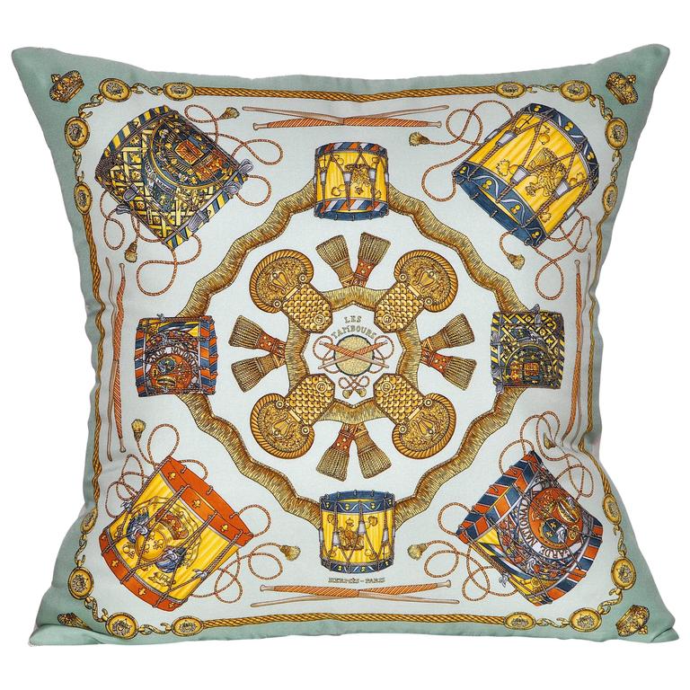Vintage Hermes Silk Scarf & Irish Linen Cushion
