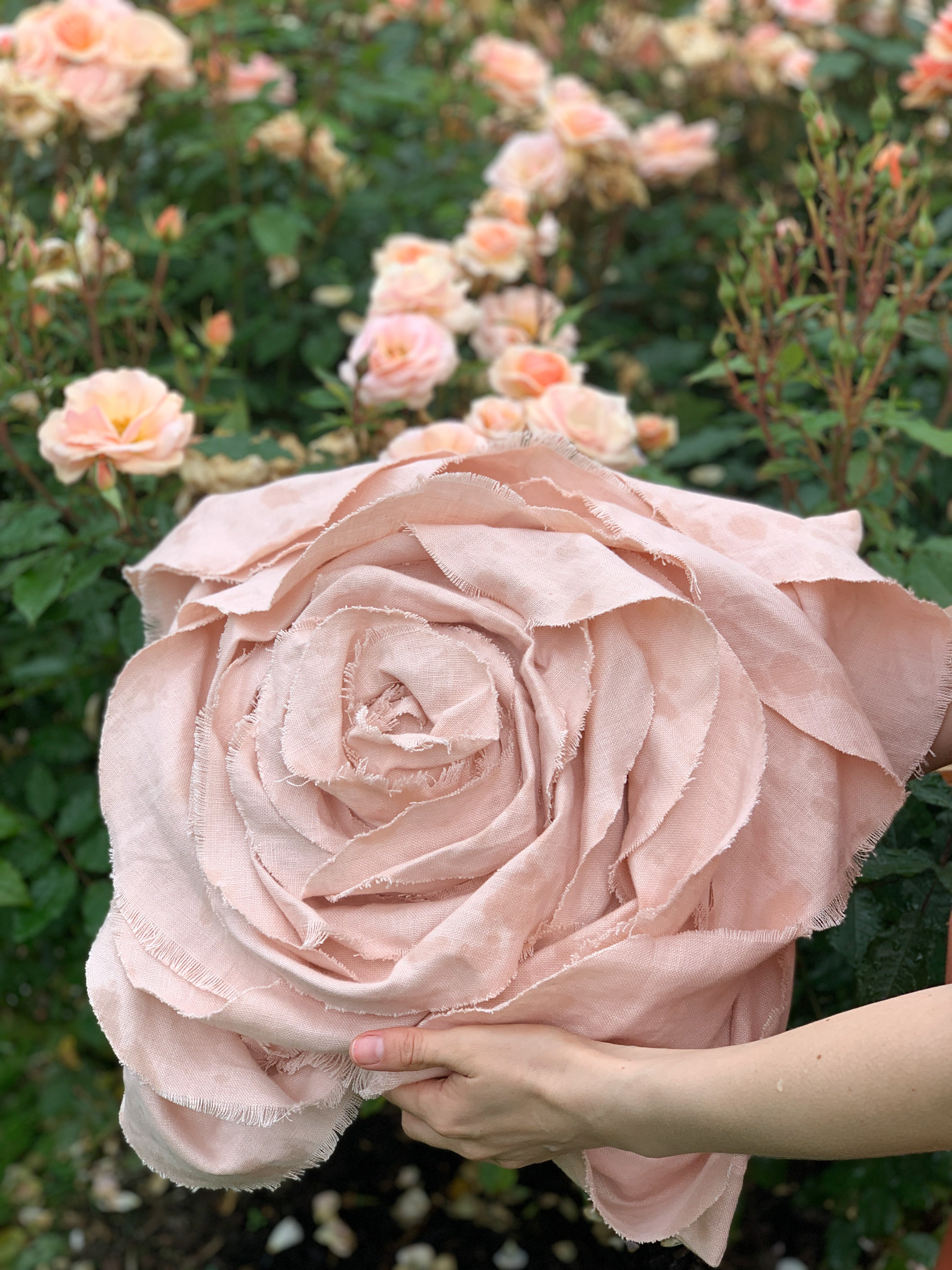 Sculpted Rose Cushion in Irish Linen