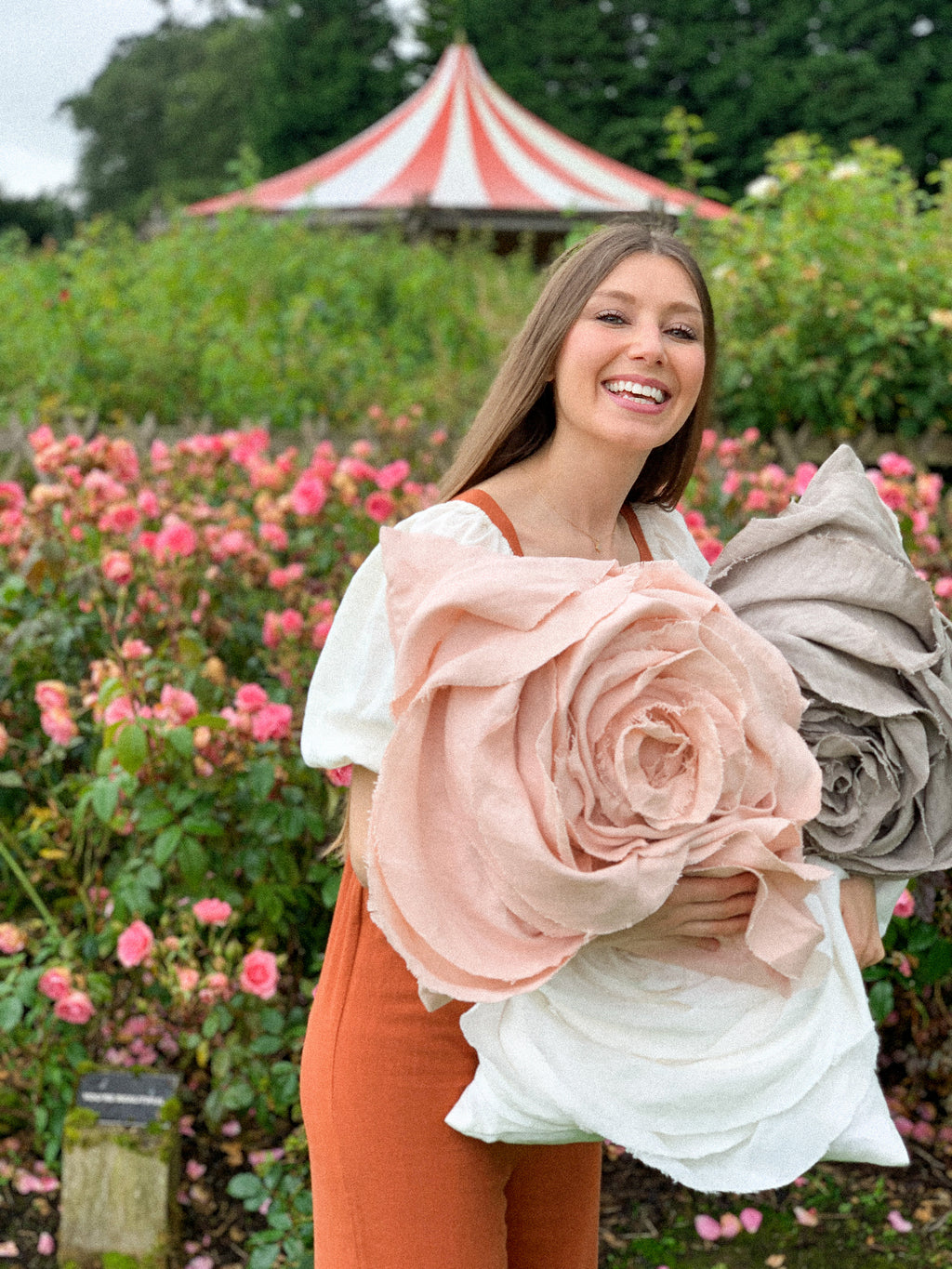 Sculpted Rose Cushion in Irish Linen