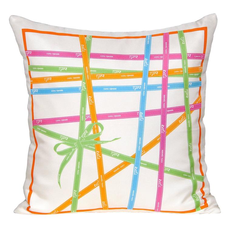 Vintage Hermes Silk Scarf & Irish Linen Cushion