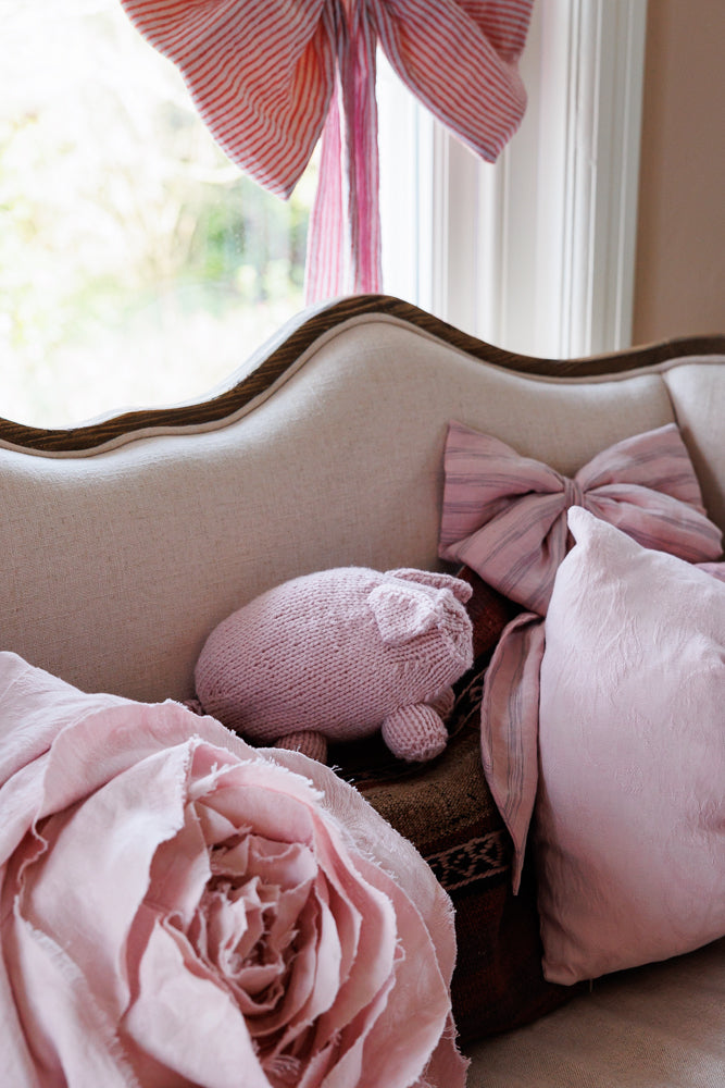 Sculpted Rose Cushion in Irish Linen