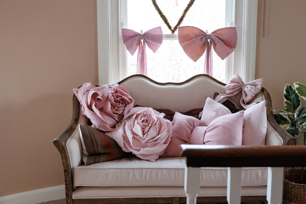 Sculpted Rose Cushion in Irish Linen