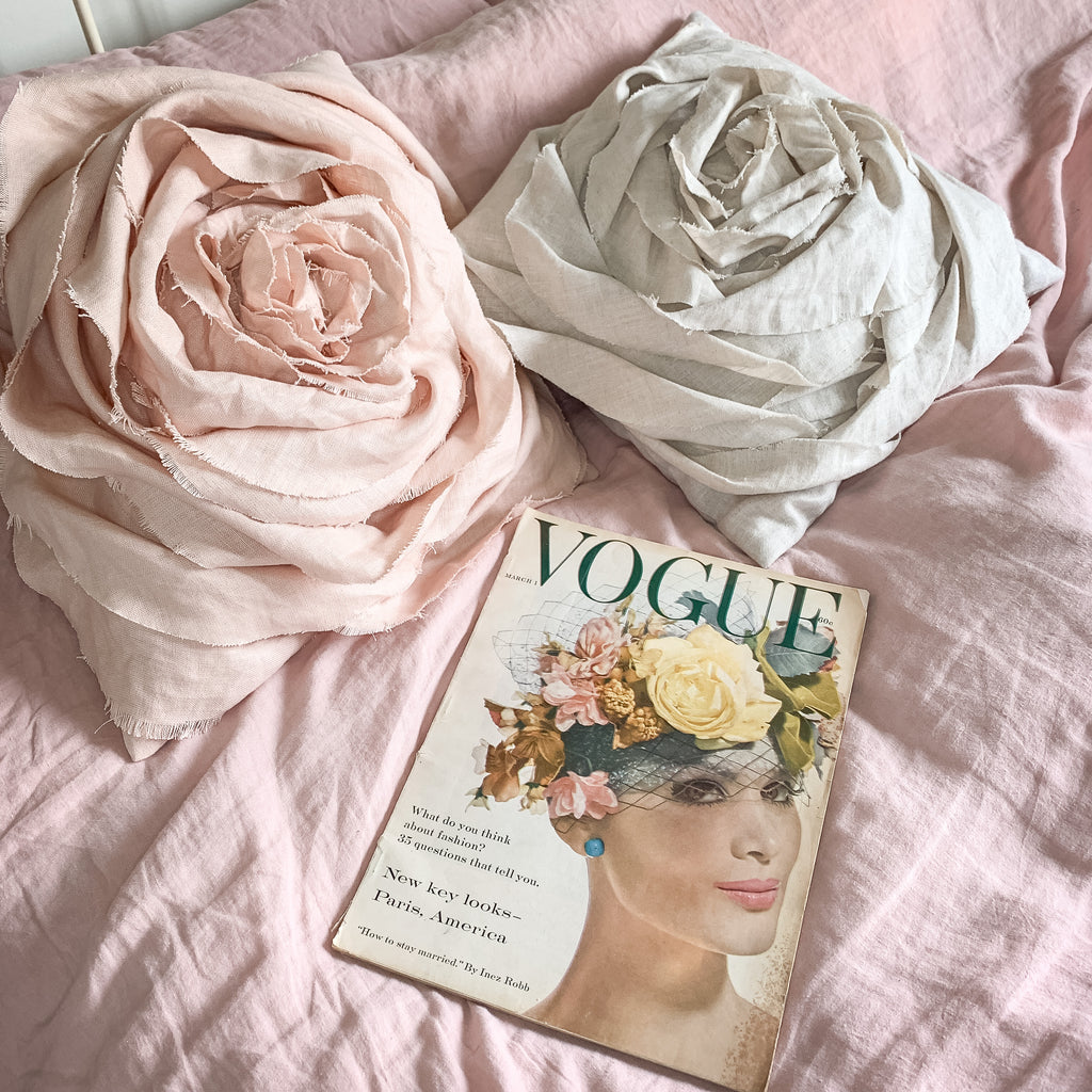 Sculpted Rose Cushion in Irish Linen