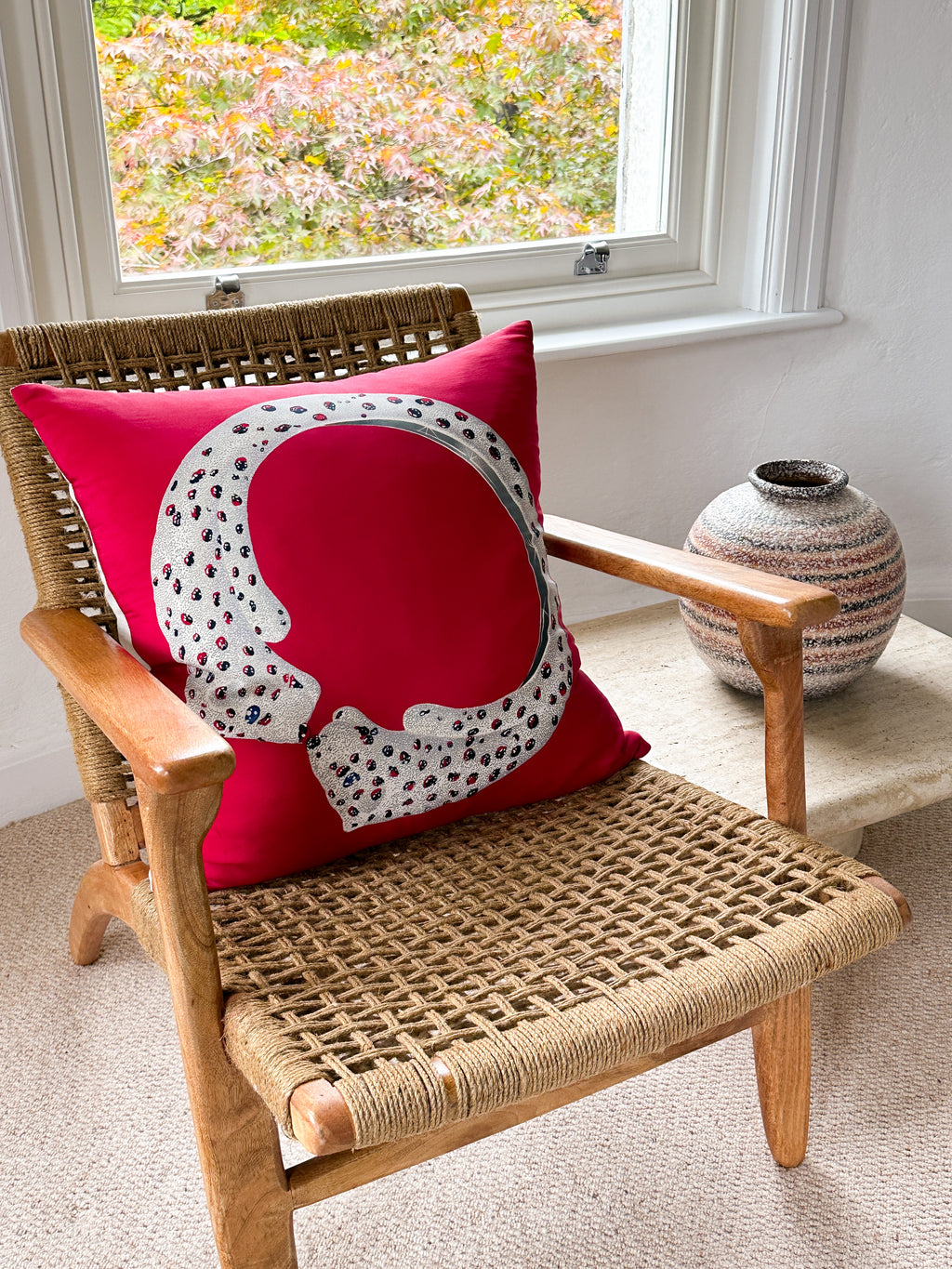 Pair of Vintage Cartier Silk Scarf & Irish Linen Cushions
