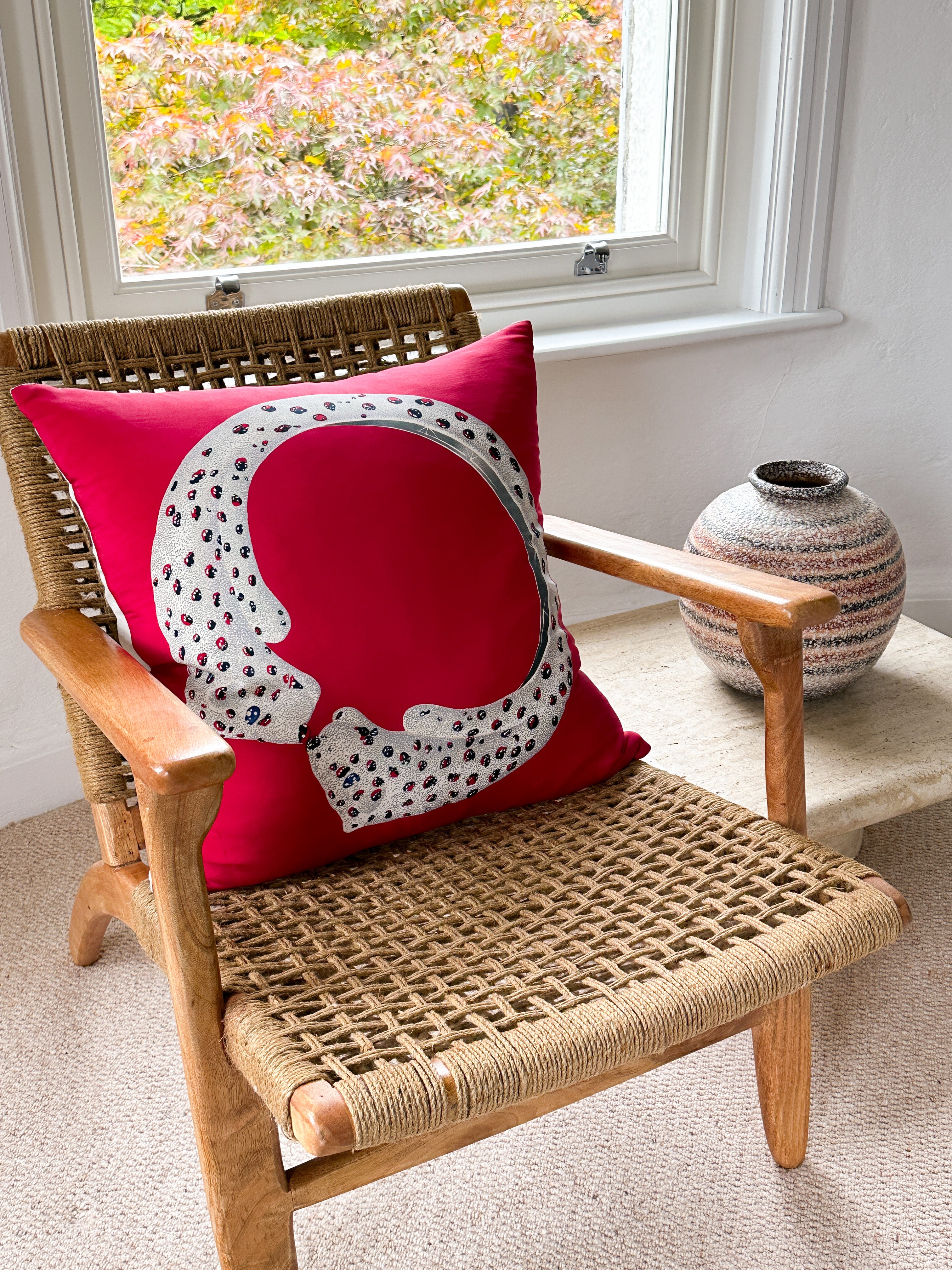 Pair of Vintage Cartier Silk Scarf & Irish Linen Cushions