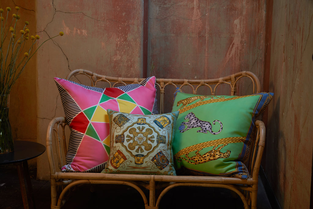 Vintage Cartier Silk Scarf & Irish Linen Cushion