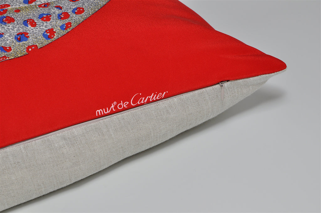 Pair of Vintage Cartier Silk Scarf & Irish Linen Cushions