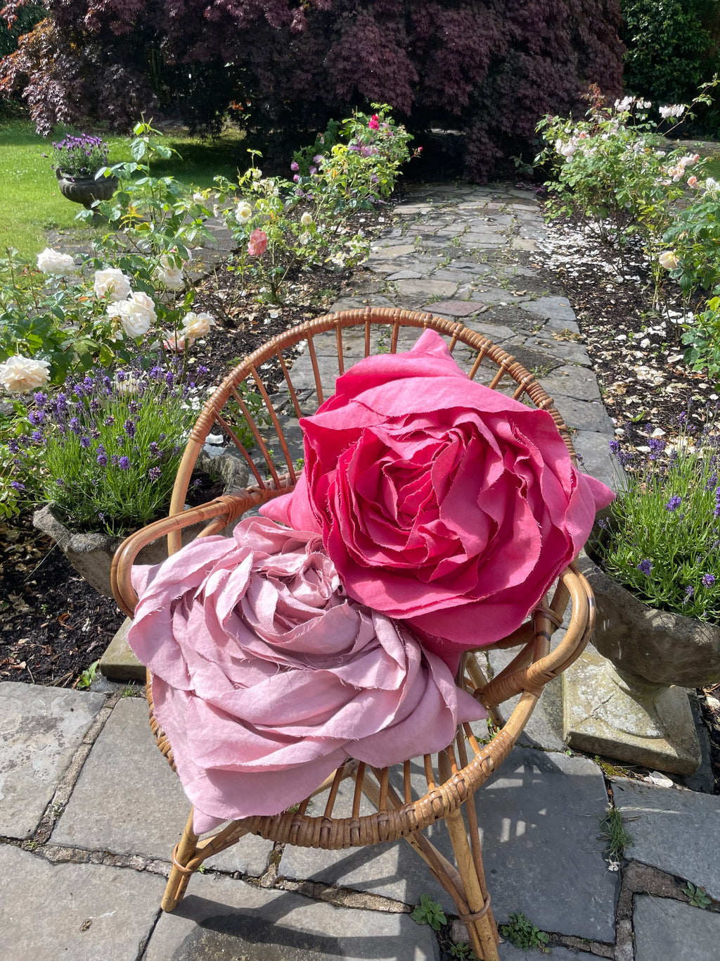Sculpted Rose Cushion in Irish Linen