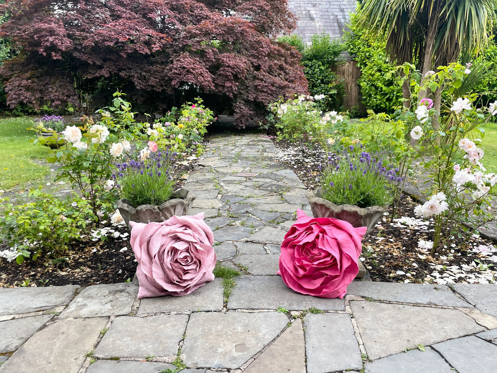 Sculpted Rose Cushion in Irish Linen