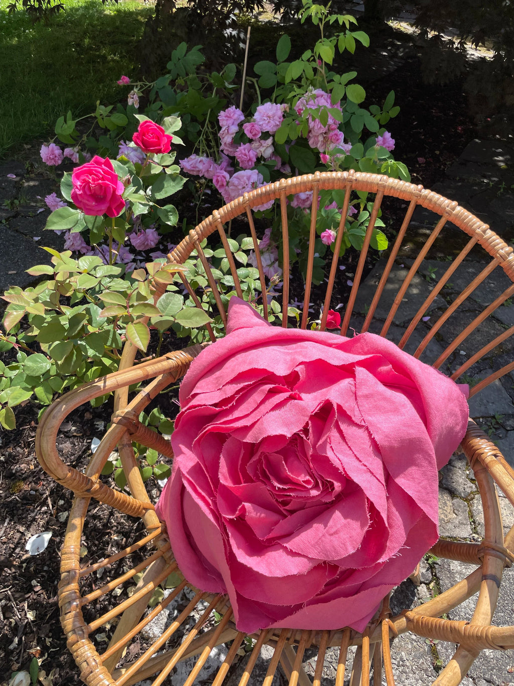 Sculpted Rose Cushion in Irish Linen