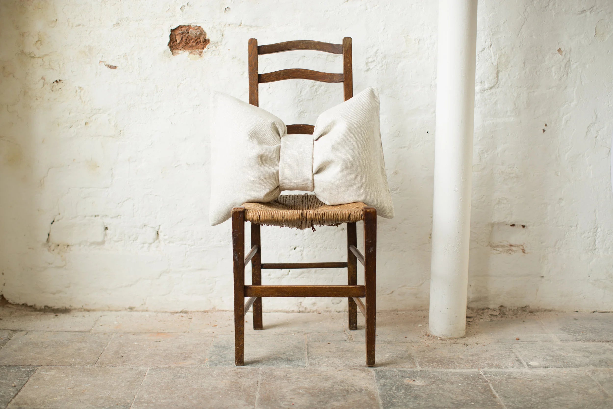Signature Bow Cushion in Thick Basket-Weave, 2015