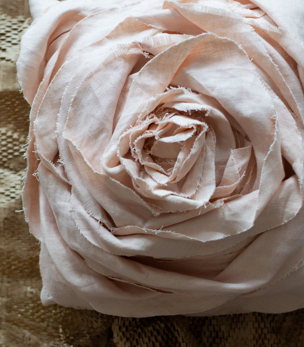 Sculpted Rose Cushion in Irish Linen