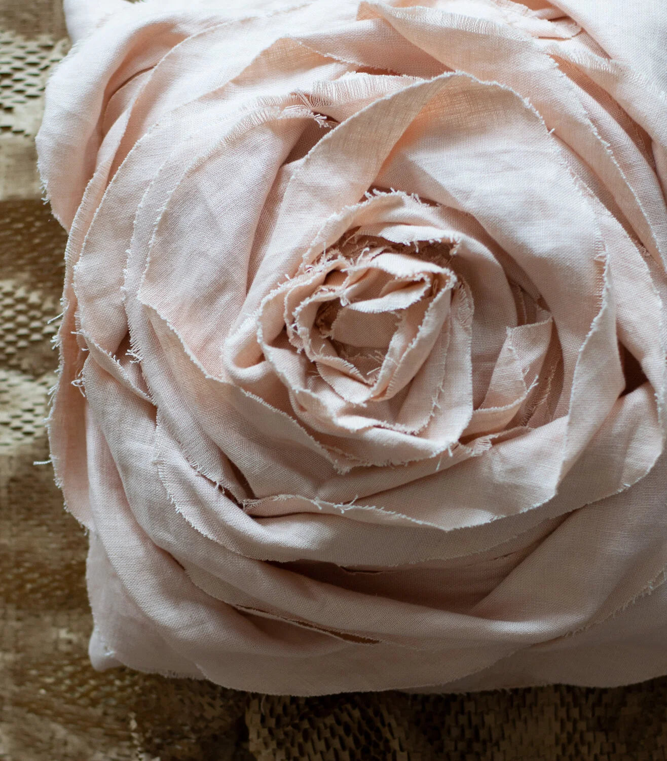 Sculpted Rose Cushion in Irish Linen