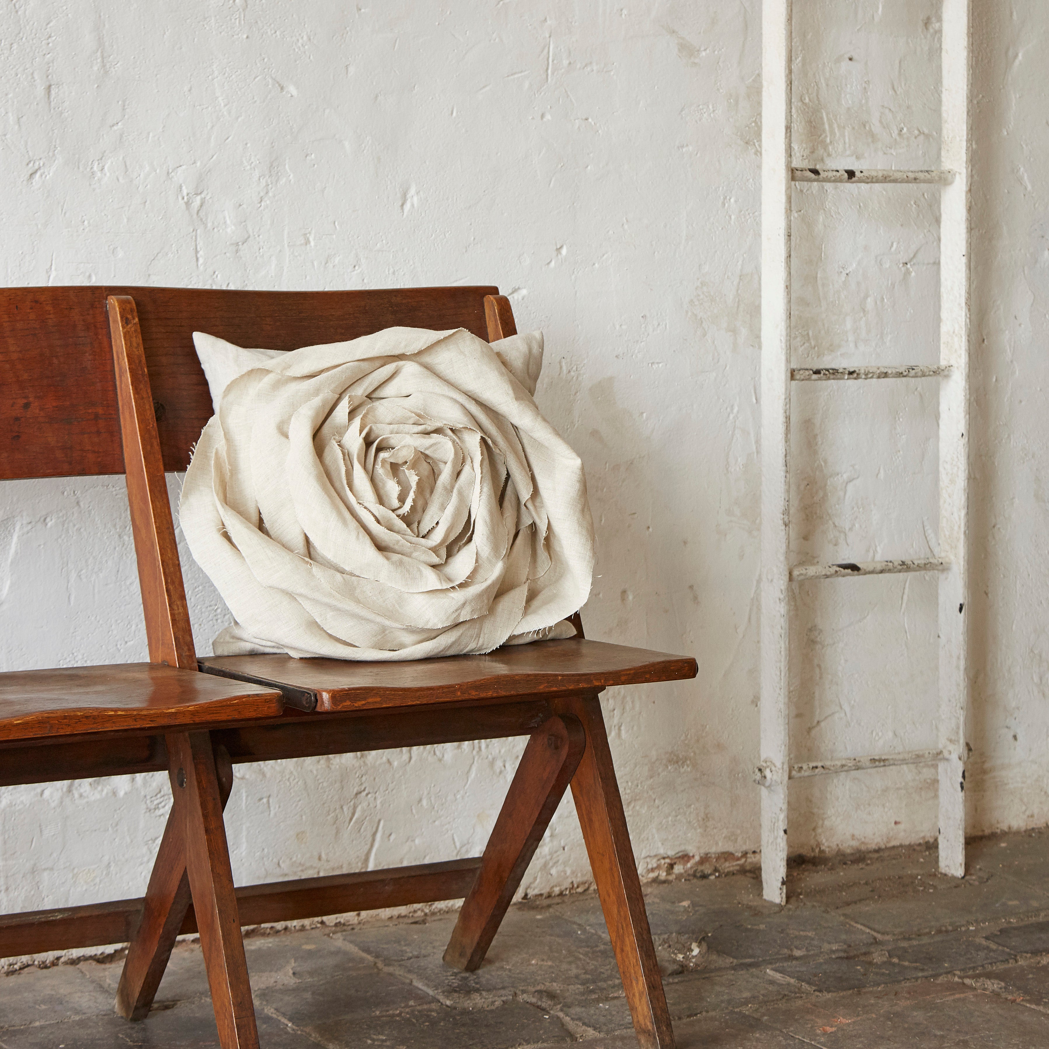 Sculpted Rose Cushion in Irish Linen