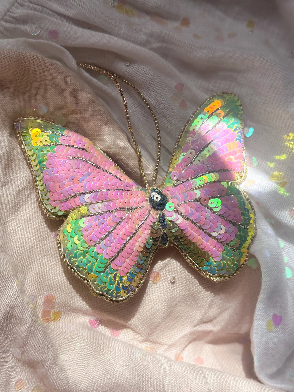 Pink & Green Sparkly Butterfly