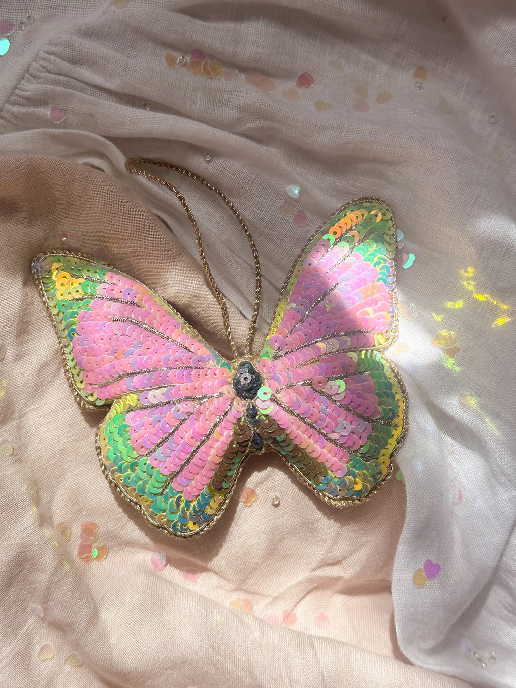 Pink & Green Sparkly Butterfly