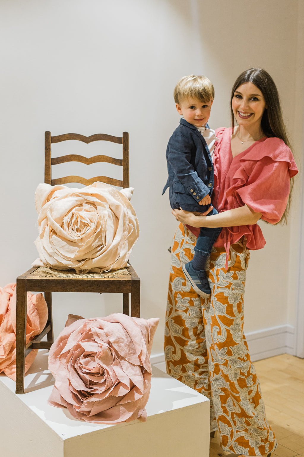 Sculpted Rose Cushion in Irish Linen