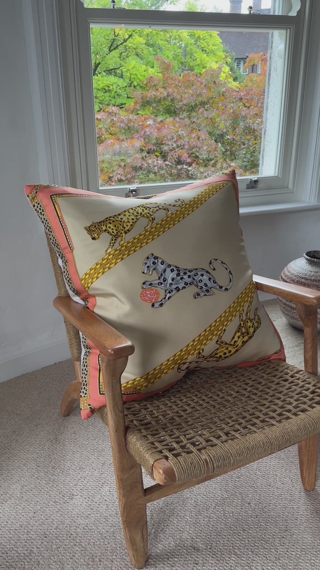 Vintage Cartier Silk Scarf & Irish Linen Cushion