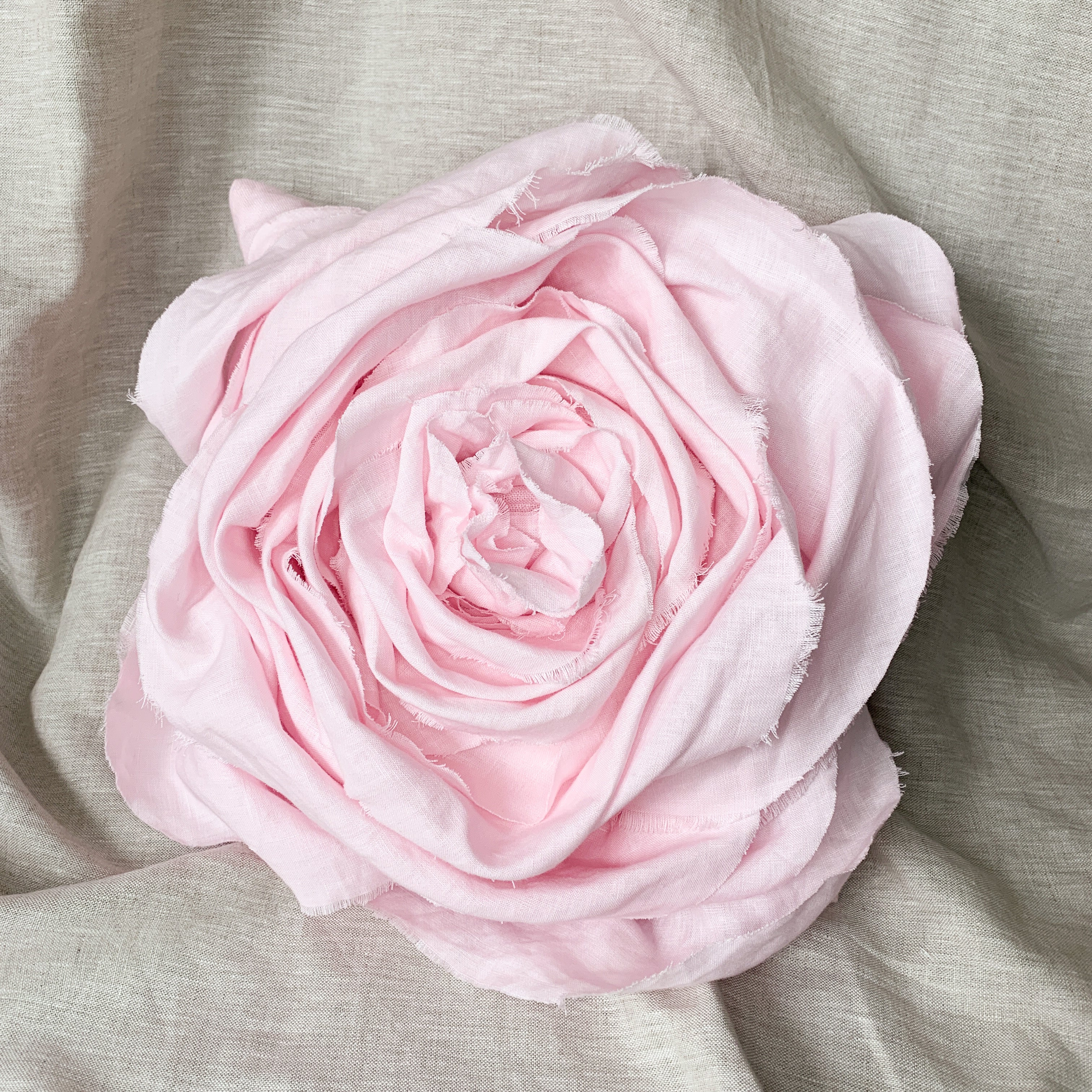 Sculpted Rose Cushion in Irish Linen